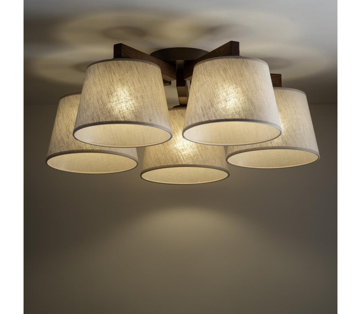 Brilagi - Prisadený luster LATTE 5xE27/15W/230V borovica/krémová 11578