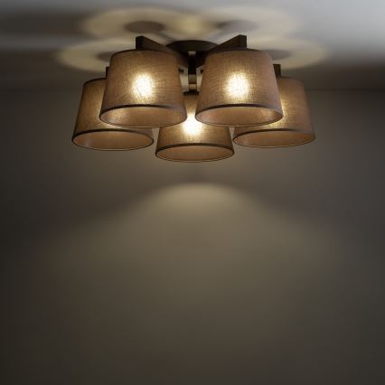 Brilagi - Prisadený luster LATTE 5xE27/60W/230V borovica/hnedá