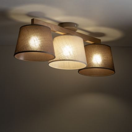 Brilagi - Prisadený luster LATTE SABIA 3xE27/60W/230V borovica/mix