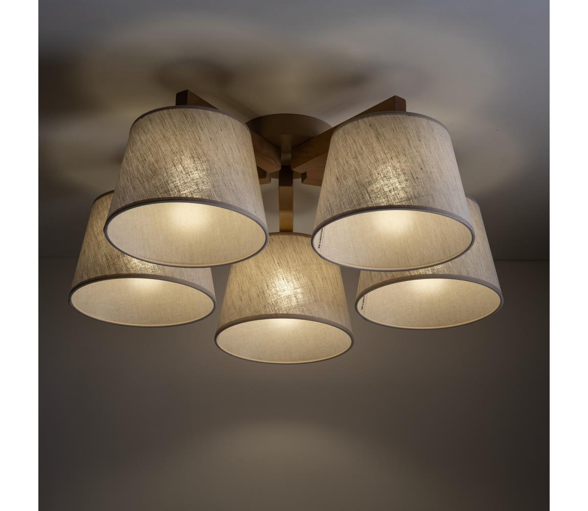 Brilagi - Prisadený luster LATTE SABIA 5xE27/15W/230V borovica/krémová 11583