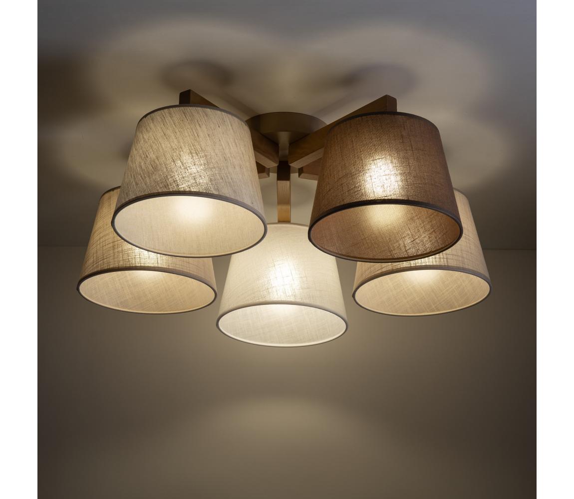 Brilagi - Prisadený luster LATTE SABIA 5xE27/15W/230V borovica/mix 11584