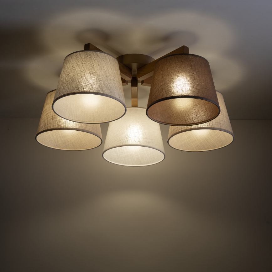 Brilagi - Prisadený luster LATTE SABIA 5xE27/15W/230V borovica/mix