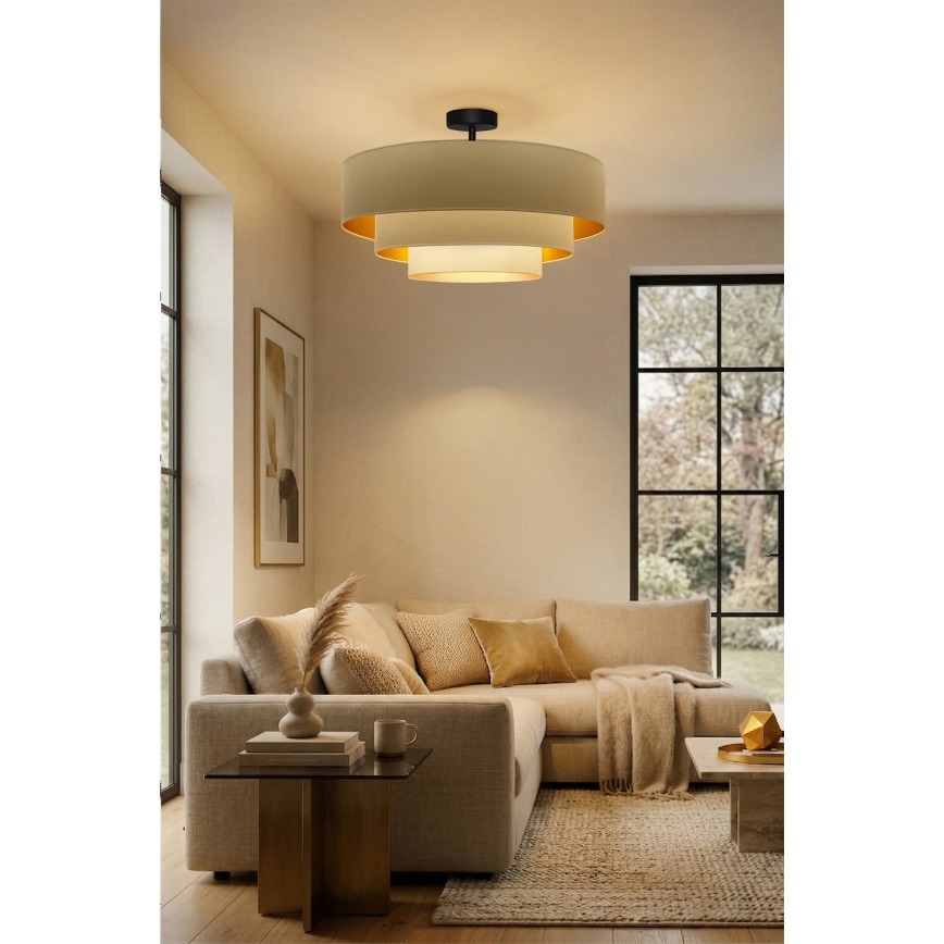 Brilagi - Prisadený luster LUNETA 3xE27/60W/230V pr. 80 cm krémová/zlatá