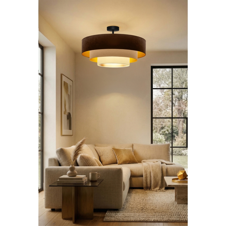 Brilagi - Prisadený luster LUNETA 3xE27/60W/230V priemer 80 cm hnedá/béžová/krémová