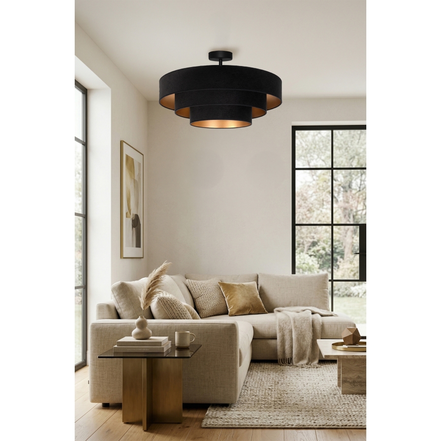 Brilagi - Prisadený luster LUNETA 3×E27/60W/230V, Ø 80 cm, čierna/zlatá