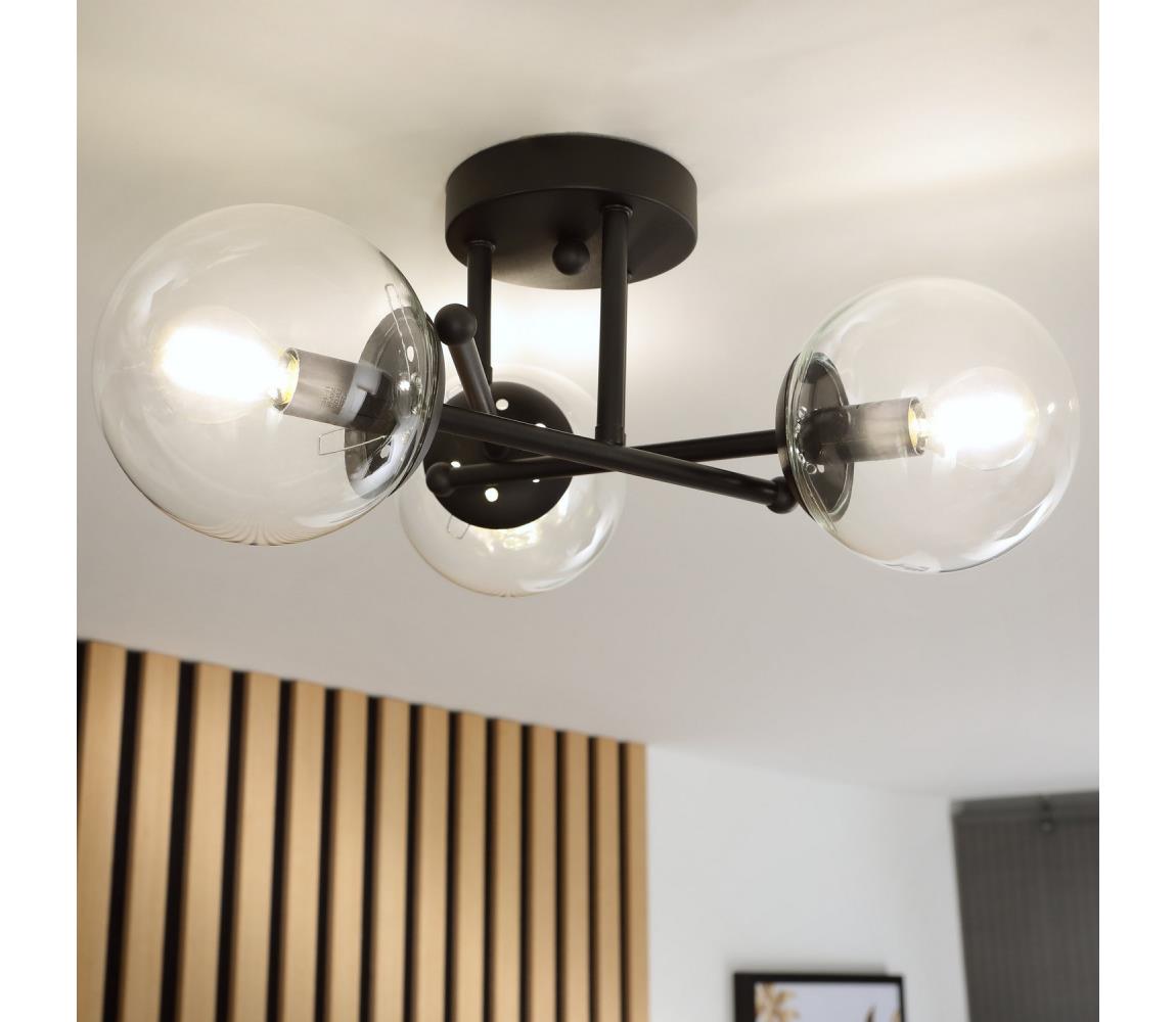 Brilagi - Prisadený luster MALIVA 3xE14/15W/230V čierna/číra LM-3.220/CZARNY/TRANSPARENTNY