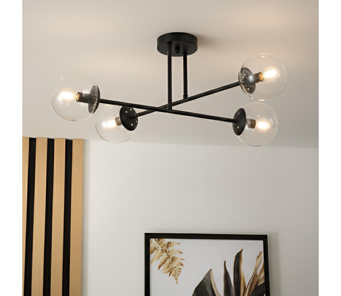 Brilagi - Prisadený luster MALIVA 4xE14/15W/230V čierna/číra LM-4.220/CZARNY/TRANSPARENTNY