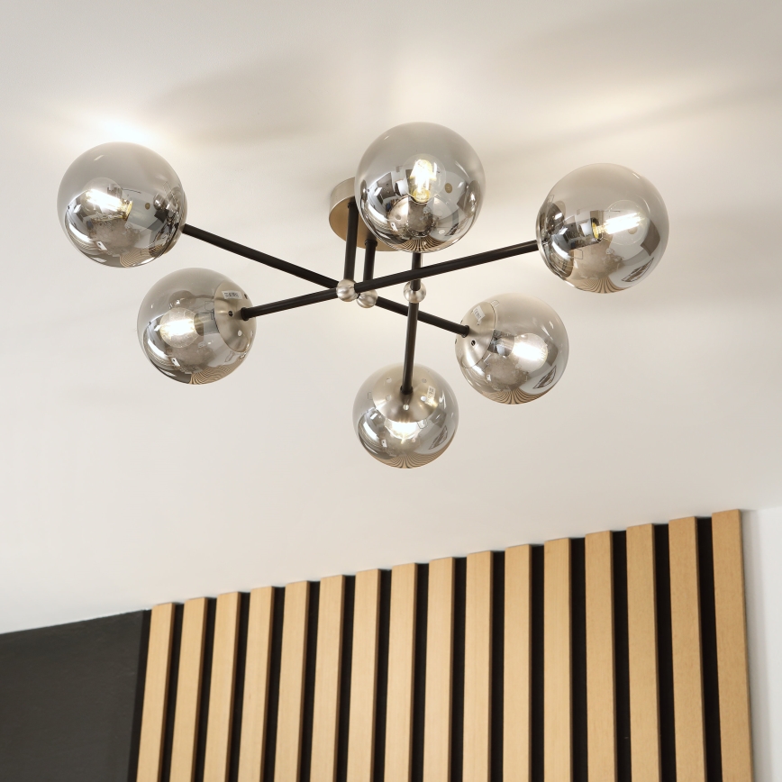 Brilagi - Prisadený luster MALIVA 6xE14/15W/230V matný chróm/dymový