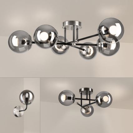 Brilagi - Prisadený luster MALIVA 6xE14/15W/230V matný chróm/dymový