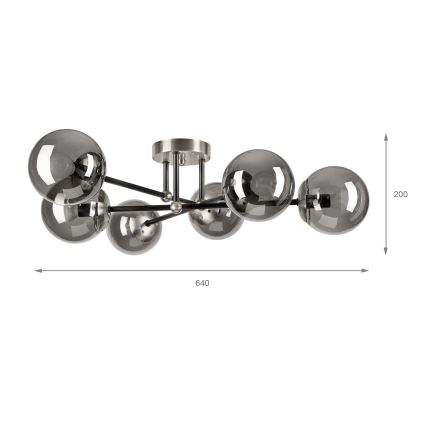 Brilagi - Prisadený luster MALIVA 6xE14/15W/230V matný chróm/dymový