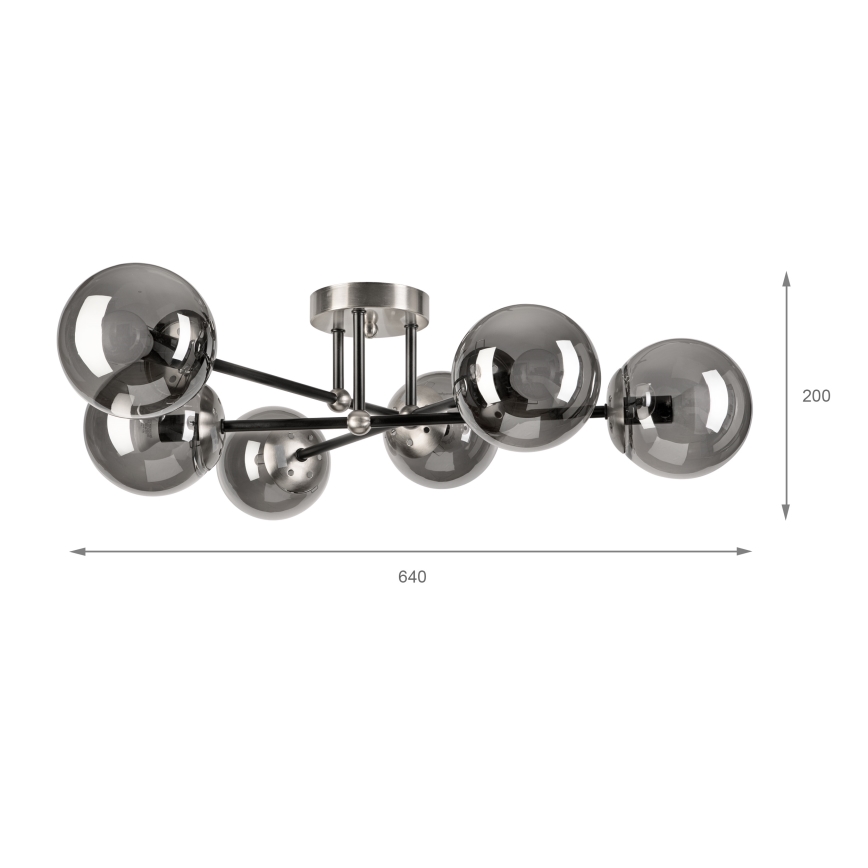 Brilagi - Prisadený luster MALIVA 6xE14/15W/230V matný chróm/dymový