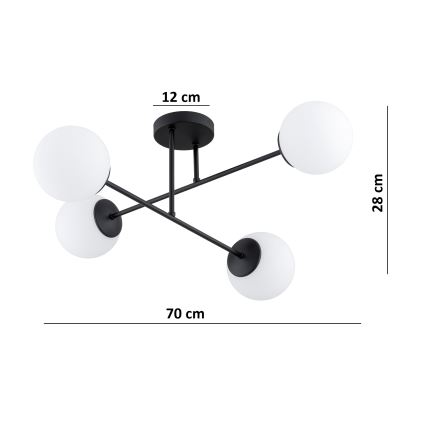 Brilagi - Prisadený luster MILO 4xE27/60W/230V čierny