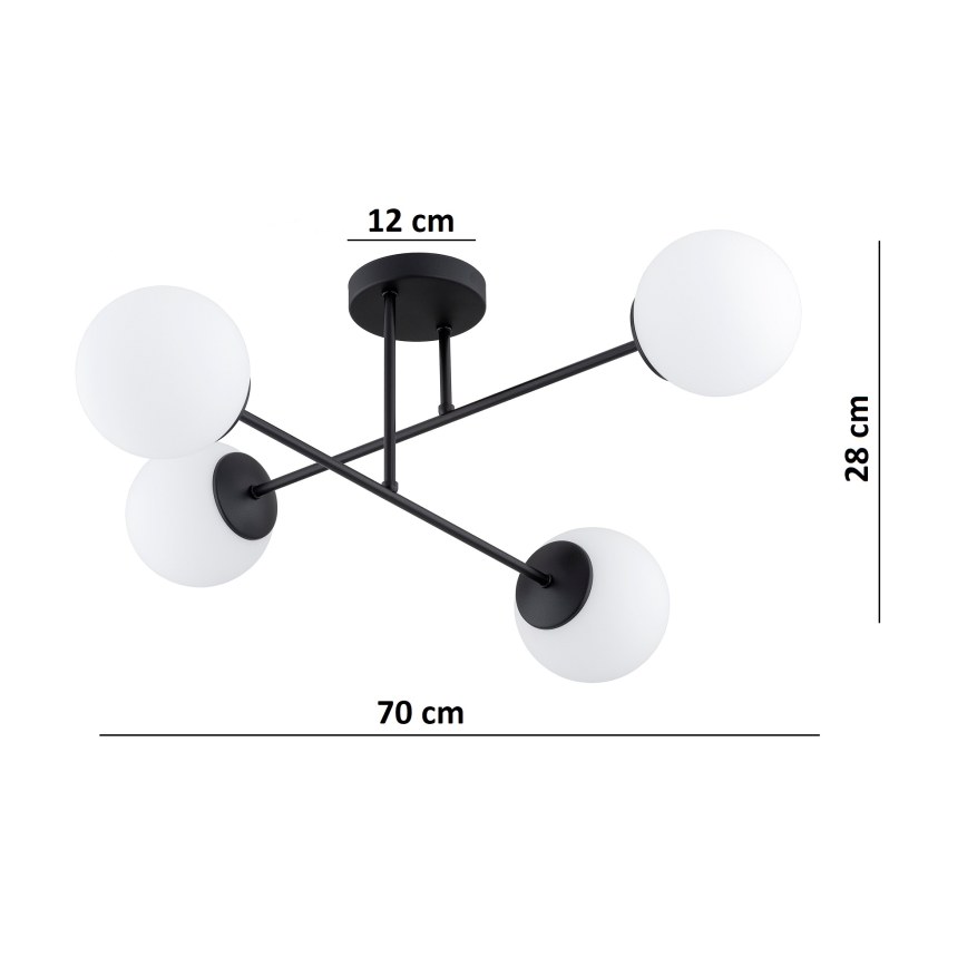 Brilagi - Prisadený luster MILO 4xE27/60W/230V čierny