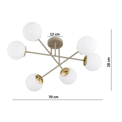 Brilagi - Prisadený luster MILO 6xE27/60W/230V béžová/zlatá