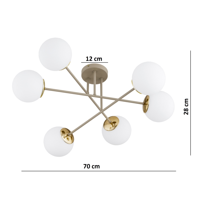 Brilagi - Prisadený luster MILO 6xE27/60W/230V béžová/zlatá