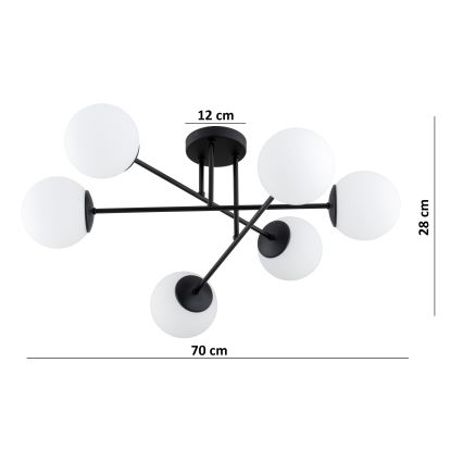 Brilagi - Prisadený luster MILO 6xE27/60W/230V čierna