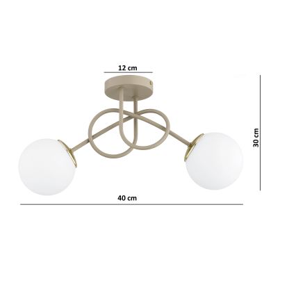 Brilagi - Prisadený luster MILO ECRU 2xE27/60W/230V béžová/zlatá