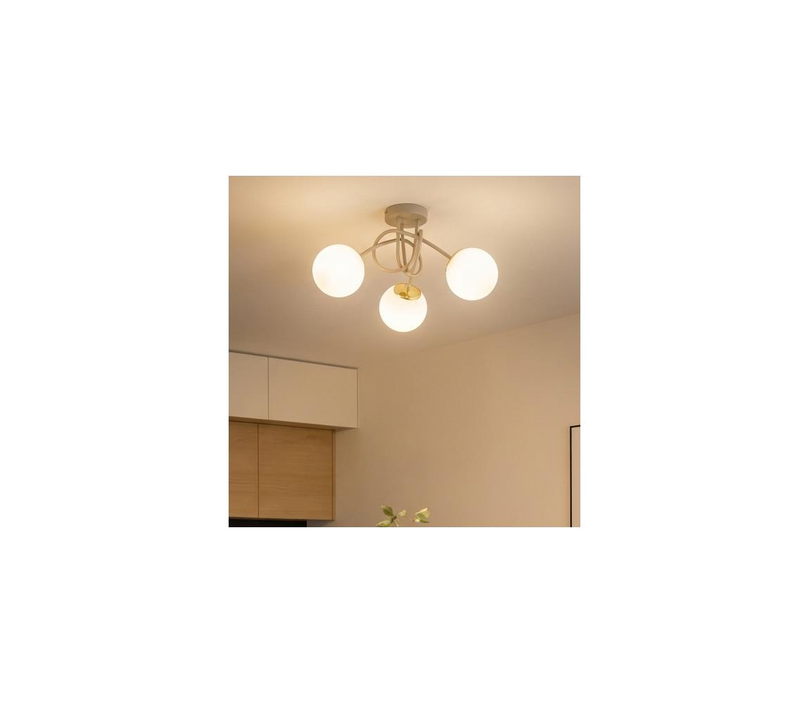 Brilagi - Prisadený luster MILO ECRU 3xE27/60W/230V béžová/zlatá 75-015B