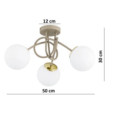 Brilagi - Prisadený luster MILO ECRU 3xE27/60W/230V béžová/zlatá