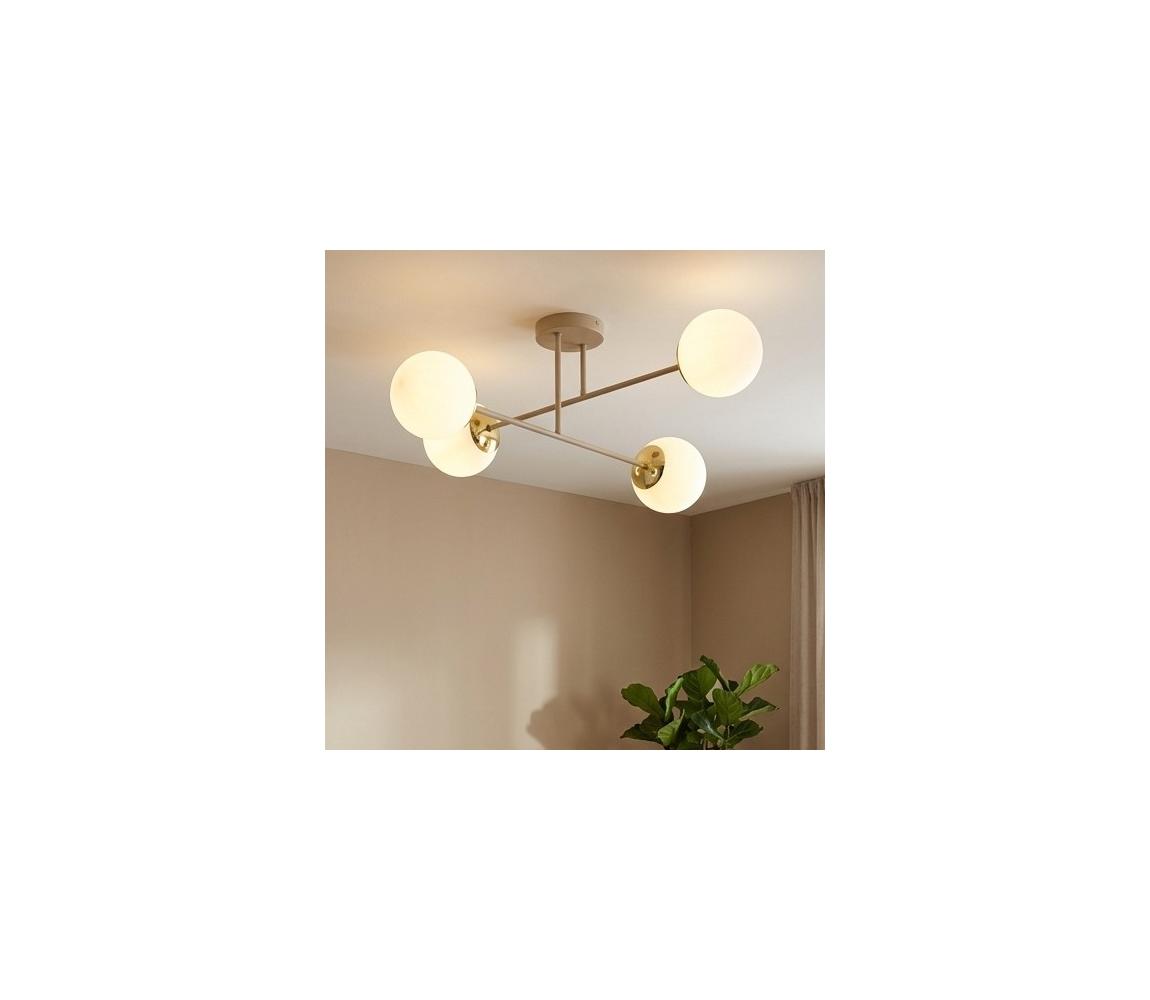 Brilagi - Prisadený luster MILO ECRU 4xE27/60W/230V béžová/zlatá 75-018B