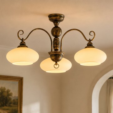 Brilagi - Prisadený luster MOLLERO 3xE27/15W/230V pr. 84 cm bronz/patina