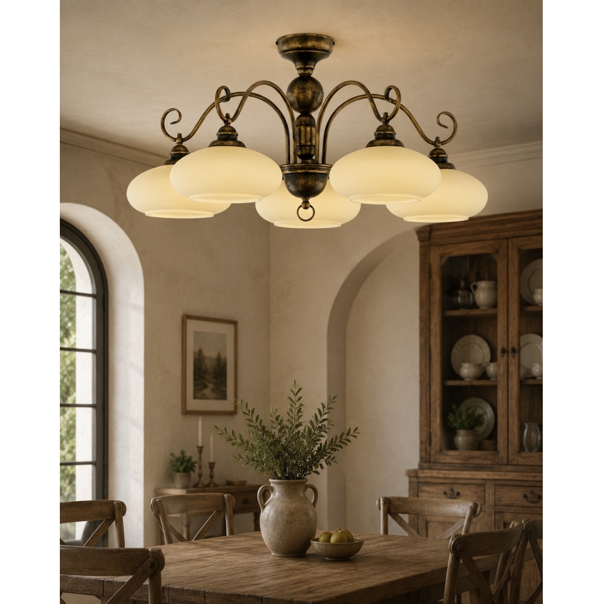 Brilagi - Prisadený luster MOLLERO 5xE27/15W/230V, priemer 84 cm, bronz/patina