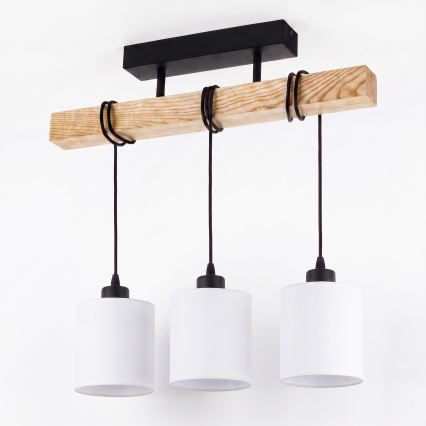 BRILAGI - Prisadený luster NUBILA 3xE27/60W/230V borovica/biela