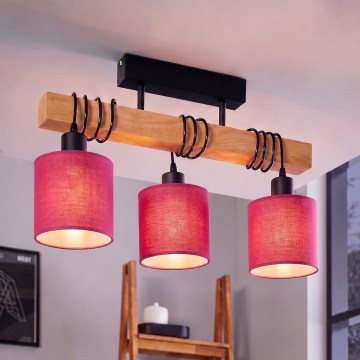 Brilagi - Prisadený luster NUBILA 3xE27/60W/230V borovica/ružová