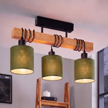 Brilagi - Prisadený luster NUBILA 3xE27/60W/230V borovica/zelená