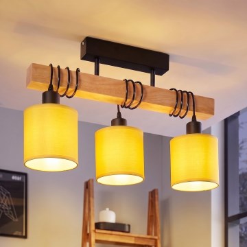 Brilagi - Prisadený luster NUBILA 3xE27/60W/230V borovica/žltá