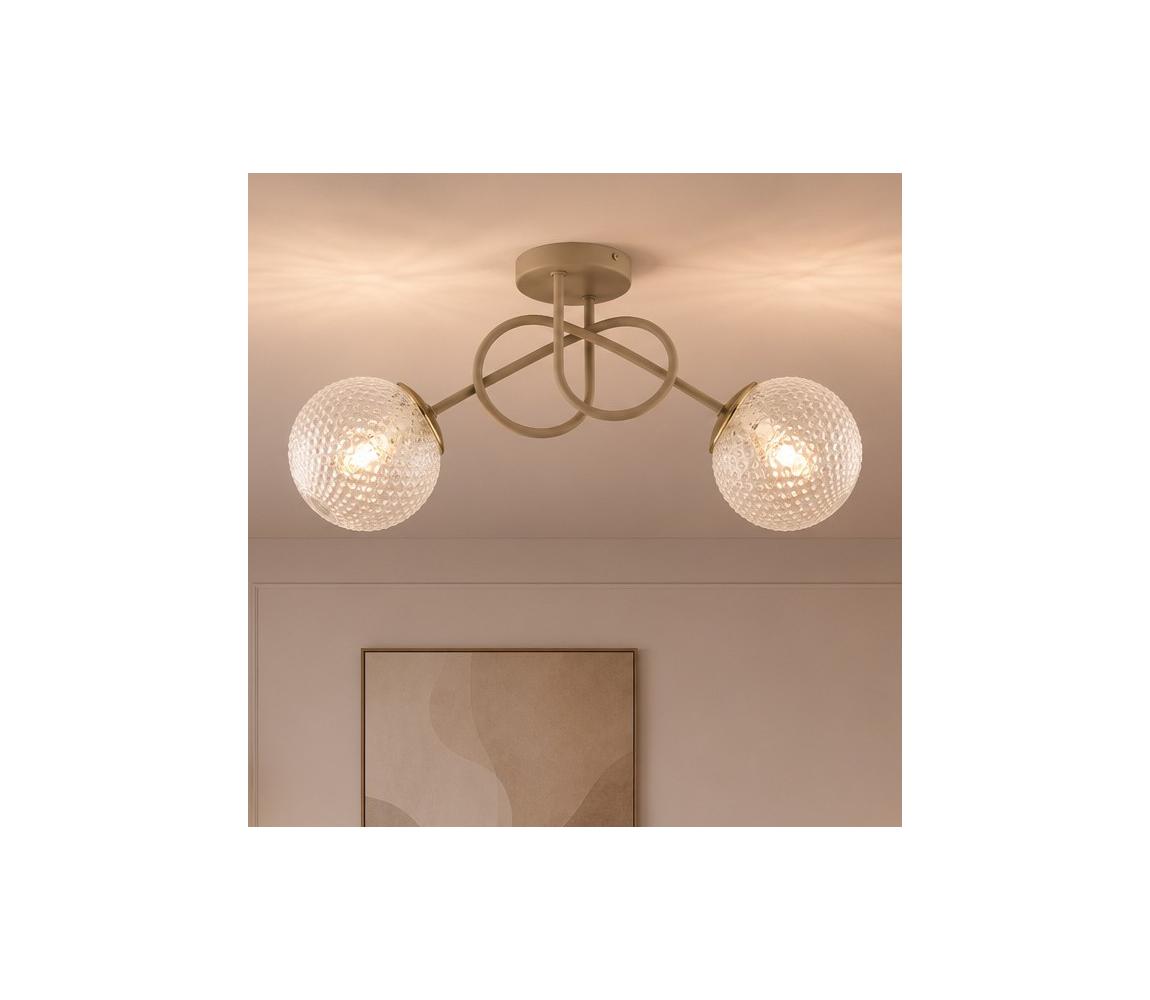 Brilagi - Prisadený luster STELLA 2xE27/60W/230V béžová/zlatá 85-019B