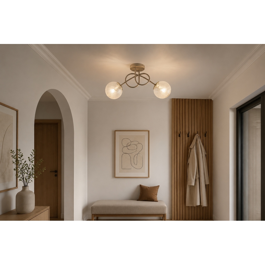 Brilagi - Prisadený luster STELLA 2xE27/60W/230V béžová/zlatá