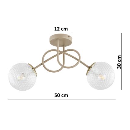 Brilagi - Prisadený luster STELLA 2xE27/60W/230V béžová/zlatá