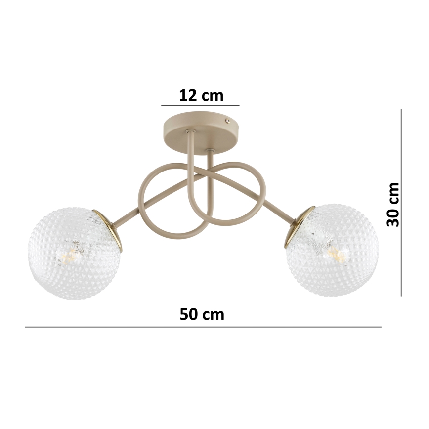 Brilagi - Prisadený luster STELLA 2xE27/60W/230V béžová/zlatá
