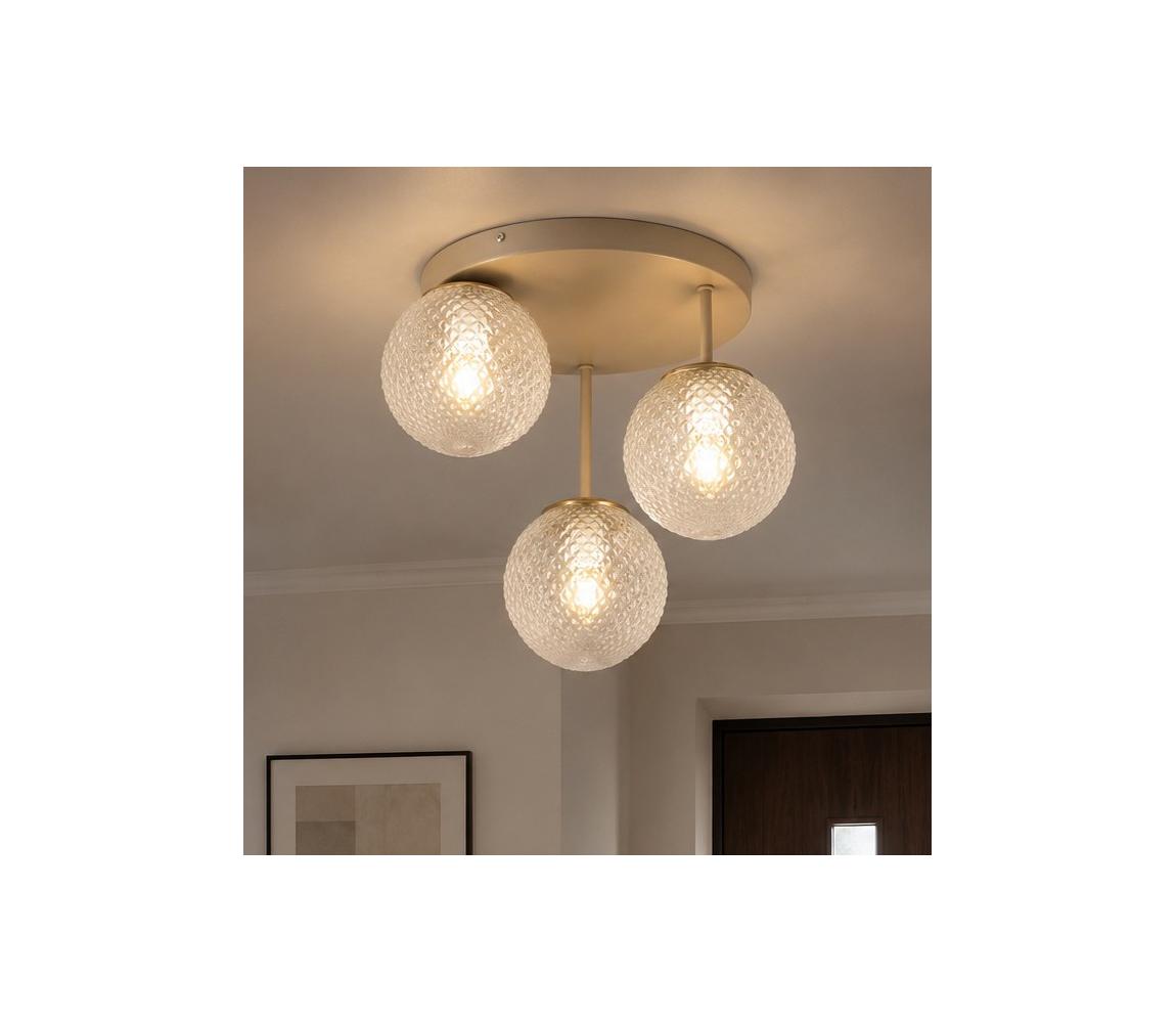 Brilagi - Prisadený luster STELLA 3xE27/60W/230V béžová/zlatá 85-018B