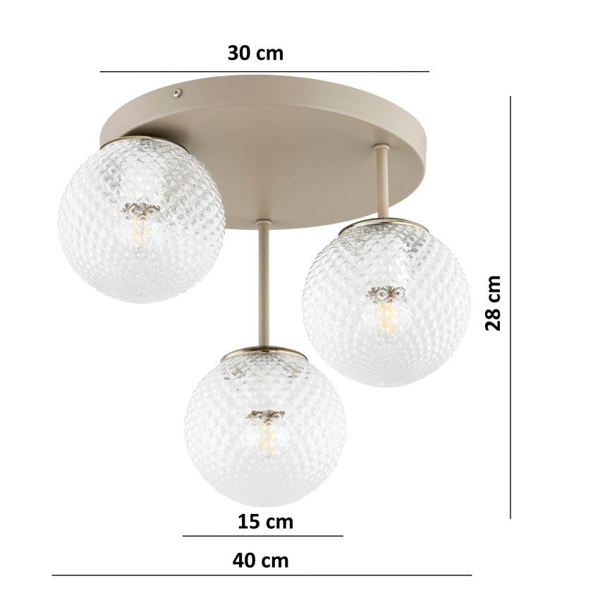 Brilagi - Prisadený luster STELLA 3xE27/60W/230V béžová/zlatá