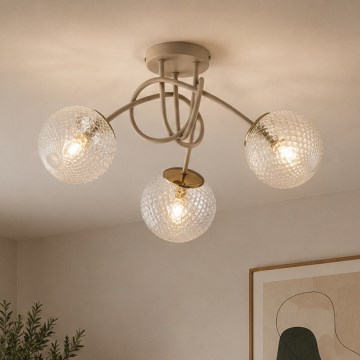 Brilagi - Prisadený luster STELLA 3xE27/60W/230V béžová/zlatá