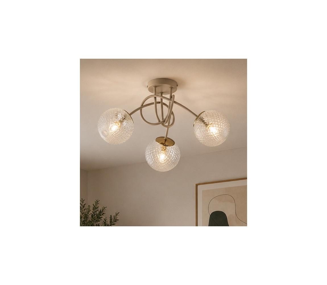 Brilagi - Prisadený luster STELLA 3xE27/60W/230V béžová/zlatá 85-020B