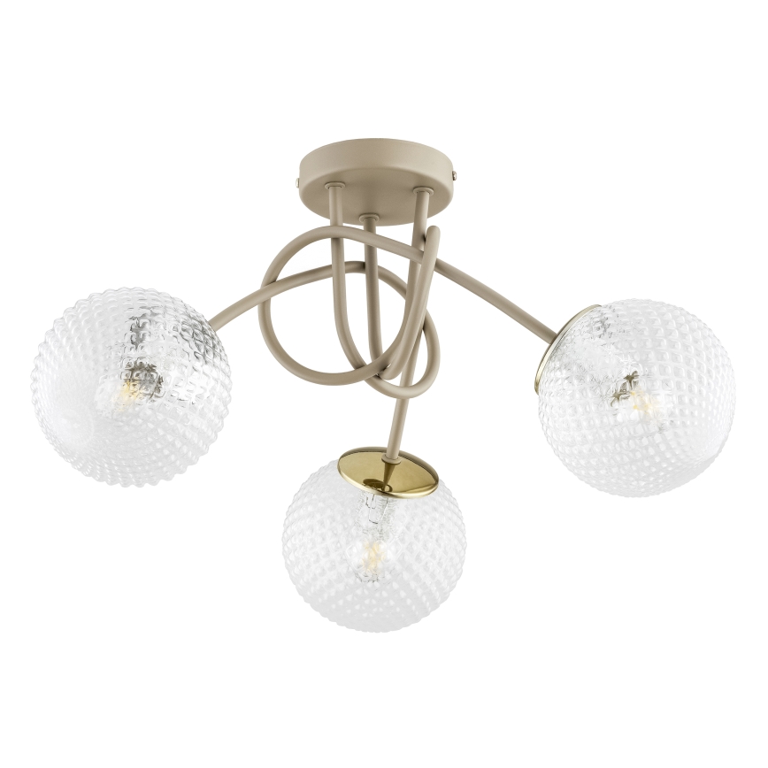 Brilagi - Prisadený luster STELLA 3xE27/60W/230V béžová/zlatá
