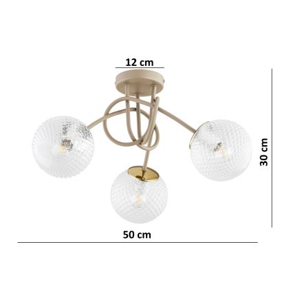 Brilagi - Prisadený luster STELLA 3xE27/60W/230V béžová/zlatá