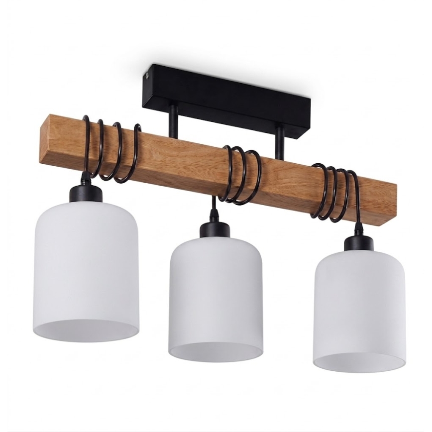 Brilagi - Prisadený luster WOOD GLASS 3xE27/60W/230V borovica/čierna/biela