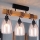 Brilagi - Prisadený luster WOOD GLASS 3xE27/60W/230V borovica/čierna/dymová béžová