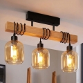 Brilagi - Prisadený luster WOOD GLASS 3xE27/60W/230V borovica/čierna/dymová hnedá