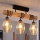 Brilagi - Prisadený luster WOOD GLASS 3xE27/60W/230V borovica/čierna/dymovo-béžová