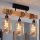 Brilagi - Prisadený luster WOOD GLASS 3xE27/60W/230V borovica/čierna/dymovo-hnedá
