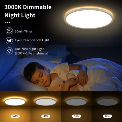 Brilagi - LED RGBW stmievateľné stropné svietidlo ULTRA SLIM LED/18W/230V 2700–6500K pr. 30 cm biela + diaľkové ovládanie