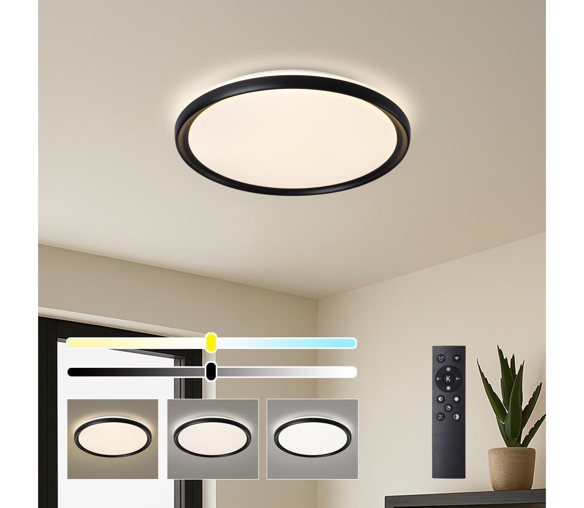 Brilagi - RIVO LED stmievateľné stropné svietidlo LED/72W/230V 3000-6000K, čierne, priemer 50 cm, s diaľkovým ovládaním BRI856