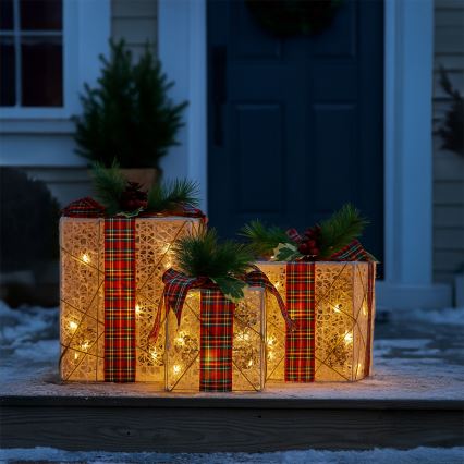 Brilagi - SADA 3x LED vonkajších vianočných dekorácií LED/230V IP44 darčeky