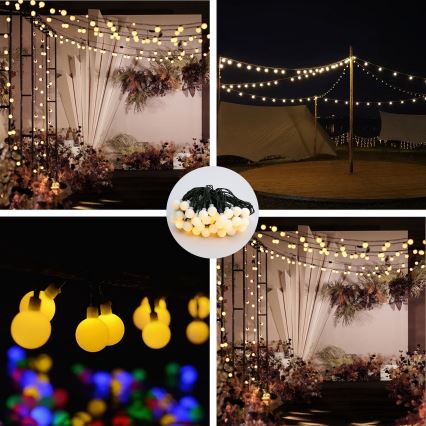 Brilagi - LED solárny dekoračný reťazec BUBBLE 50xLED/8 funkcií 7m IP65 teplá biela 600 mAh