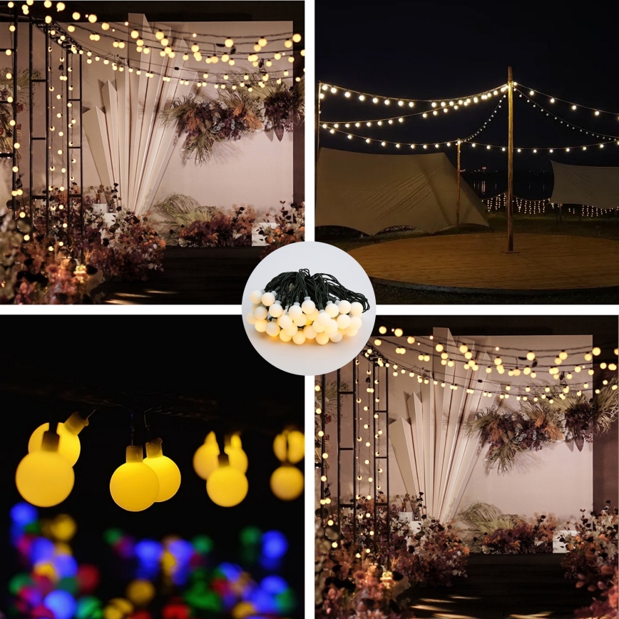 Brilagi - LED solárny dekoračný reťazec BUBBLE 50xLED/8 funkcií 7m IP65 teplá biela 600 mAh